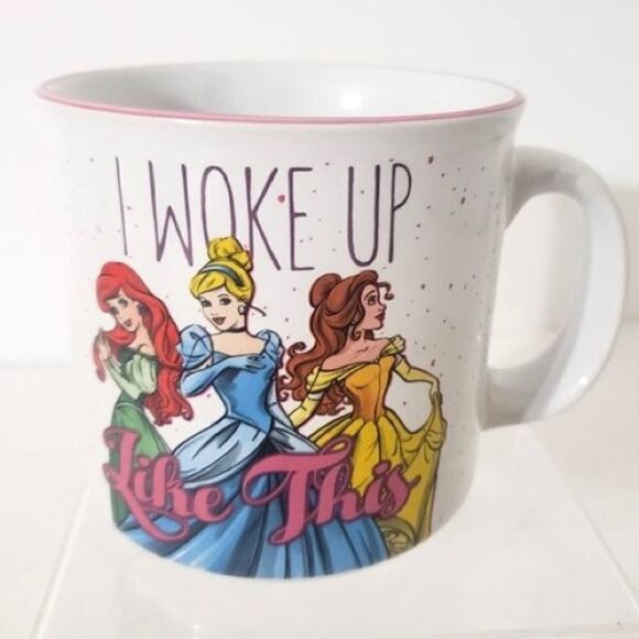 Official Disney Princesses I WOKE UP LIKE THIS 20 oz Ceramic Coffee Mug Speckles - Picture 1 of 8